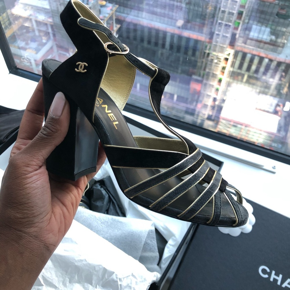 SUEDE CALFSKIN CHANEL SANDALS